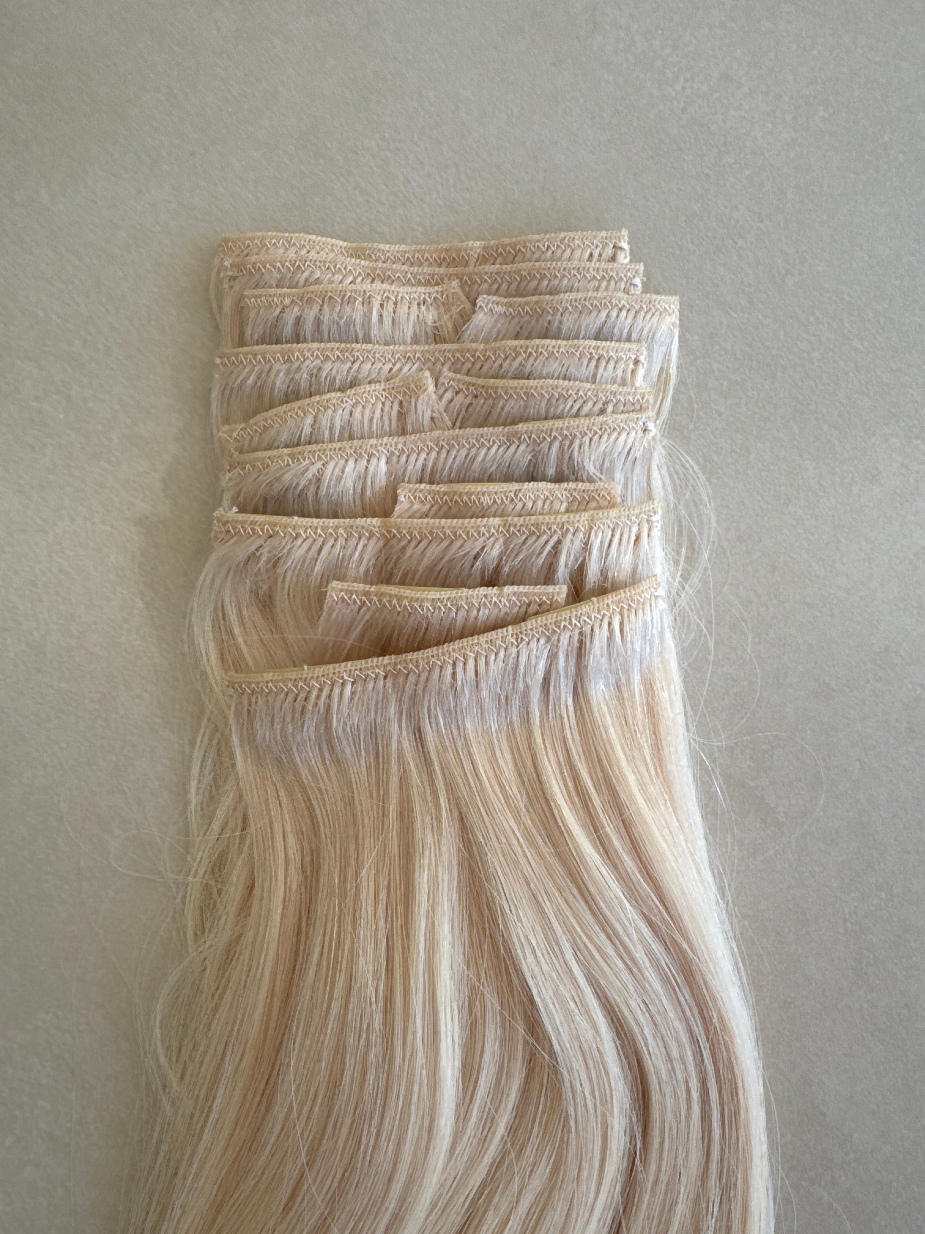 High-end 100% real human hair, with no acid processing. Sourced from original braided hair, it’s completely different from the typical clip-in products on the market. Most standard products last up to about two months, while ours can be used for over a ye